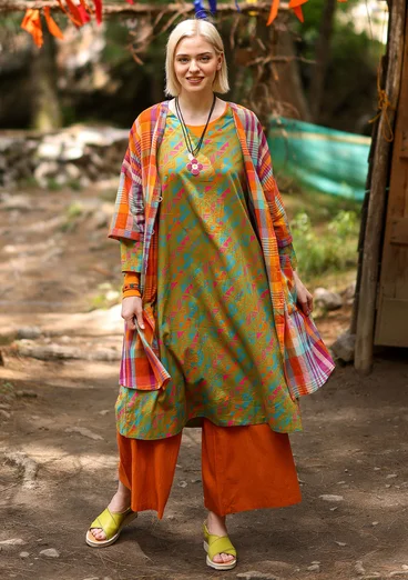 Vävd klänning "Indra" i ekologisk bomull - mörk pion