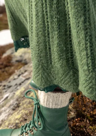 Stickad kjol "Forgetmenot"  i alpackamix - skogsgrön/melange