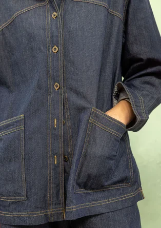 Vävd jacka "Ines" i ekologisk bomull - mörk indigo