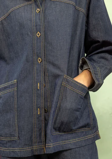 Vävd jacka "Ines" i ekologisk bomull - mörk indigo