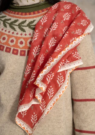 Mönstrad scarf "Taiga" i ekologisk bomull - pumpa
