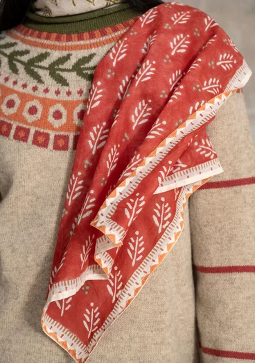 Mönstrad scarf "Taiga" i ekologisk bomull - pumpa