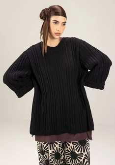 Enfärgad tröja "Midori" i ekologisk bomull - svart