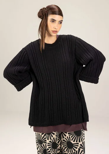 Enfärgad tröja "Midori" i ekologisk bomull - svart