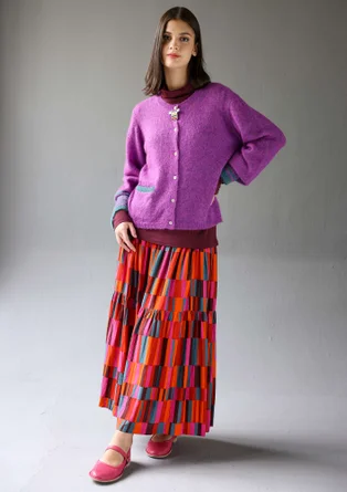 Kofta "Stripe" i alpackamix - midsommarblomster