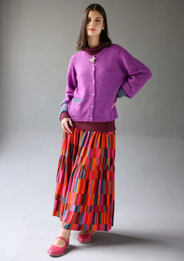 Kofta "Stripe" i alpackamix - midsommarblomster