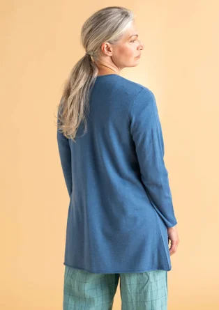 Långkofta i ekologisk ull - ljus indigo