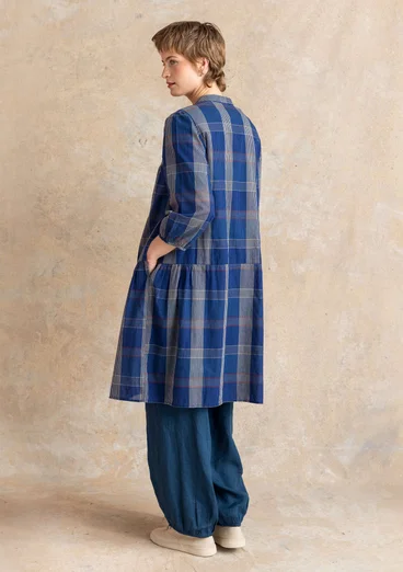 Vävd klänning ”Nora” i ekologisk bomull - mörk indigo