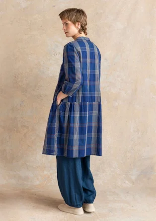 Vävd klänning ”Nora” i ekologisk bomull - mörk indigo