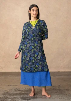 Trikåklänning "Krysantemum" i ekologisk bomull/modal - mörk indigo