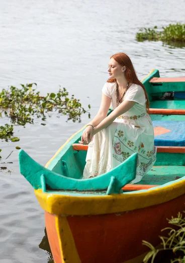 Mönstrat bälte "Cross" i eklogiskt bomull - halvblekt