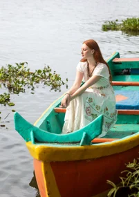 Mönstrat bälte "Cross" i eklogiskt bomull - halvblekt