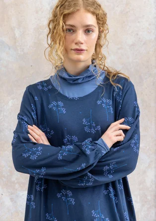 Trikåklänning "Rönnbär" i ekologisk bomull/modal - mörk indigo
