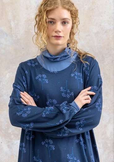Trikåklänning "Rönnbär" i ekologisk bomull/modal - mörk indigo