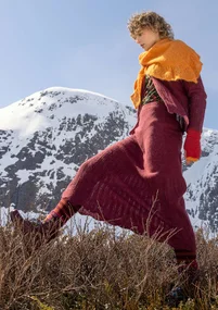 Stickad kjol "Forgetmenot"  i alpackamix - aubergine/melange