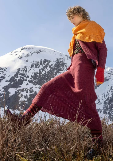 Stickad kjol "Forgetmenot"  i alpackamix - aubergine/melange