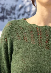 Tröja "Forgetmenot" i alpackamix - skogsgrön/melange