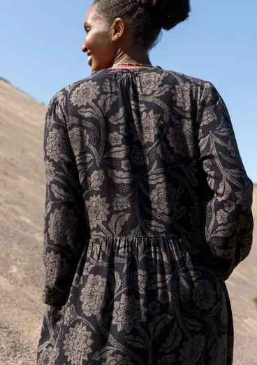 Vävd klänning "Moonlight" i viskos/lin - svart