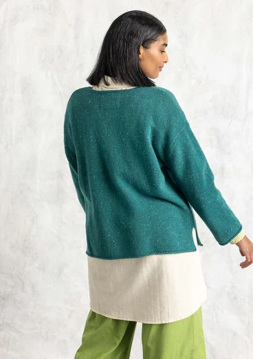 Nepströja i lammullsmix - ljus buteljgrön/melange