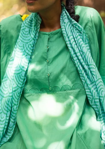 Vävd klänning "Reflexions" i ekologisk bomull - malakit