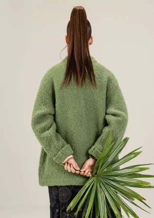 Stickad jacka i ullbouclé - rosmarin/melange