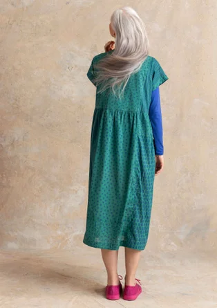 Vävd klänning "Sally" i ekologisk bomull - mörk smaragd