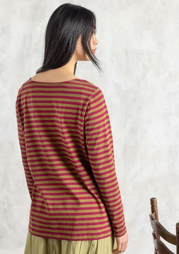 Basrandstop i ekologisk bomull - rödkål/mörk oliv