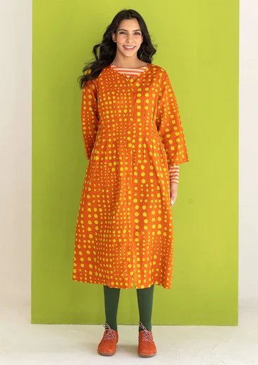 Vävd klänning "Mary" i ekologisk bomull/lin - bränd orange