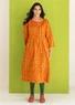 Vävd klänning "Mary" i ekologisk bomull/lin (bränd orange L)