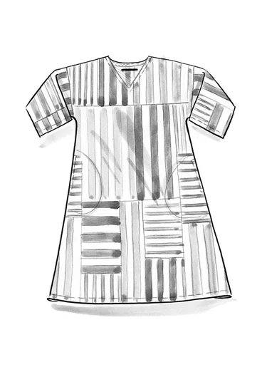 Färgglad randig klänning "Cherai" i ekologisk bomull - havsblå