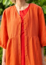 Vävd klänning i lin - grapefrukt