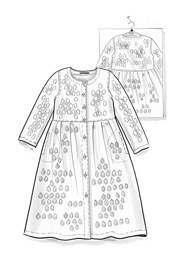 Vävd klänning ”Vendela” i ekologisk bomull - svart/mönstrad