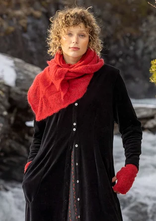 Stickad sjal "Forgetmenot" i alpackamix - papegojröd/melange