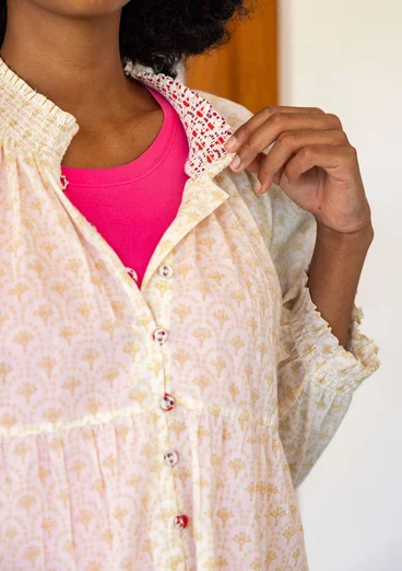 Vävd blus "Neela" i ekologisk bomull - fjäder