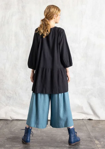 Vävd artistblus "Rut" i viskos/lin - svart