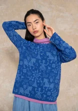 Stickad jumper "Kivik" i ull/ekologisk och återvunnen bomull - kleinblå