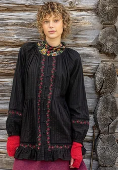 Vävd tunika "Nome" i ekologisk bomull - svart