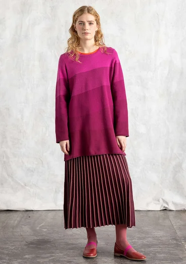 Stickad tunika "Siv" i återvunnen /ekologisk bomull - rödkål