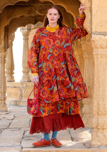 Vävd klänning "Okinawa" i bomull - papegojröd