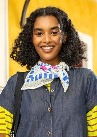 Sjal "Sophie" i ekologisk bomull - briljantblå