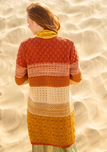 Långkofta "Chloe" i återvunnen bomull - henna