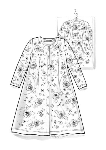 Velourklänning "Nootka" i ekologisk bomull/återvunnen polyester - lingon/mönstrad