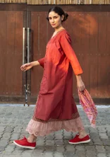 Vävd broderad klänning "Amisha" i ekologisk bomull/lin - gnejs