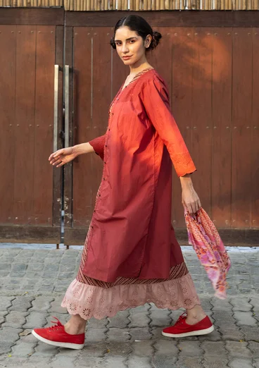 Vävd broderad klänning "Amisha" i ekologisk bomull/lin - gnejs