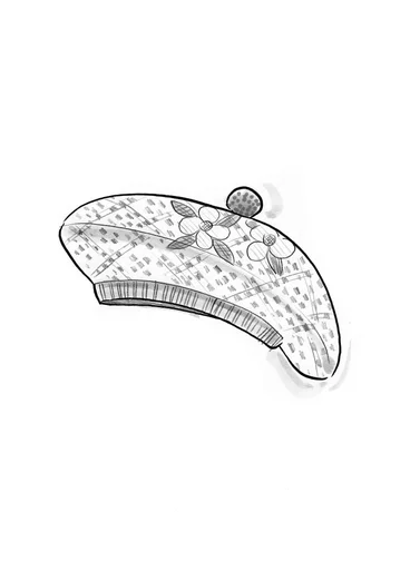 Stickad basker "Nova Scotia" i ull - koppar