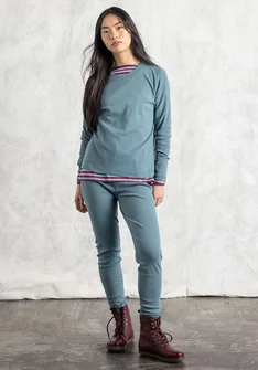 Trikåleggings i ekologisk bomullsrib - veronagrön