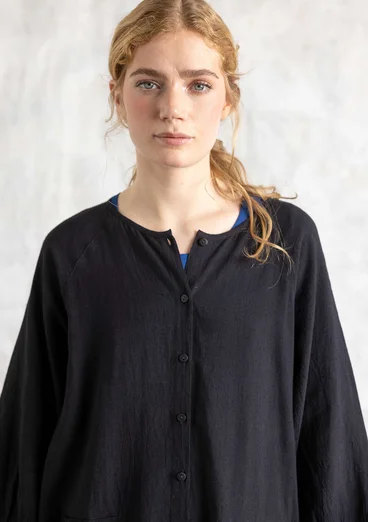 Vävd artistblus "Rut" i viskos/lin - svart