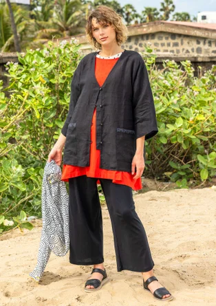 Vävd tunika "Reflexions" i ekologisk bomull - klarröd