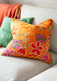 Quiltat kuddfodral "Drömmar" i ekologisk bomull - rönn