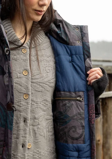 Vävd kviltad kappa "Nova Scotia" i ekologisk bomull - mörk askgrå